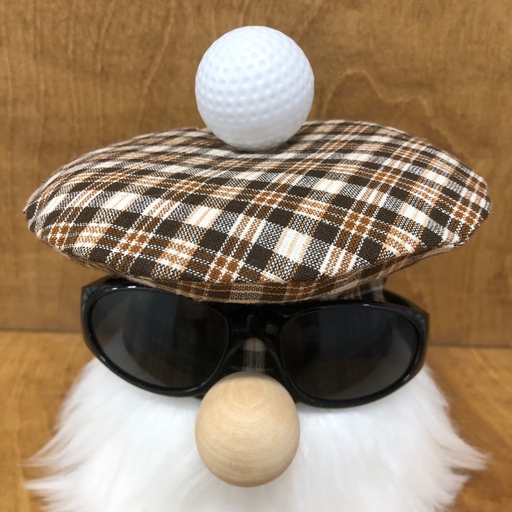 Golf Gnome Scottish Tam Brown Plaid Pro Ball Sunglasses Gift Sports Gift